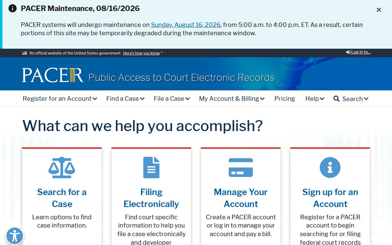 Goodyear residents directory federal PACER case search
