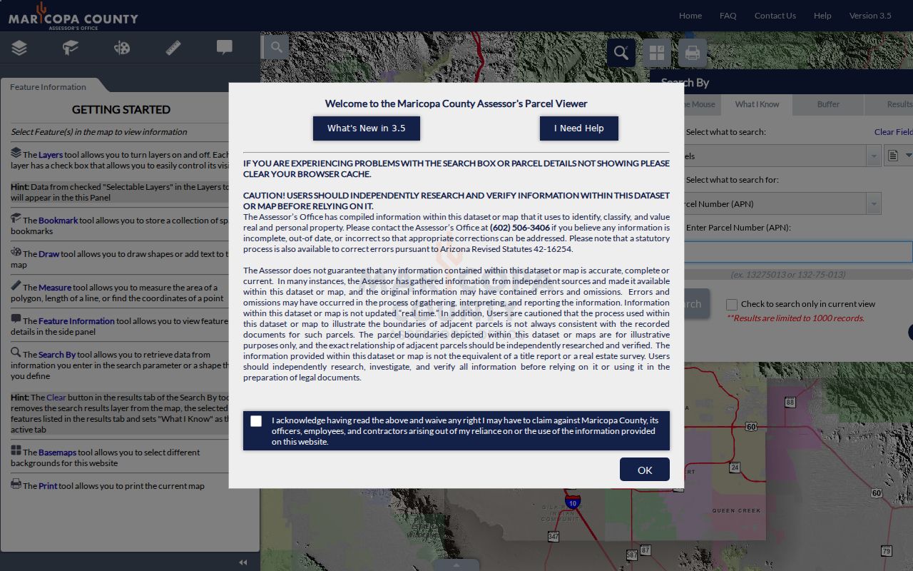 Goodyear neighbors shown through the Maricopa County parcel viewer