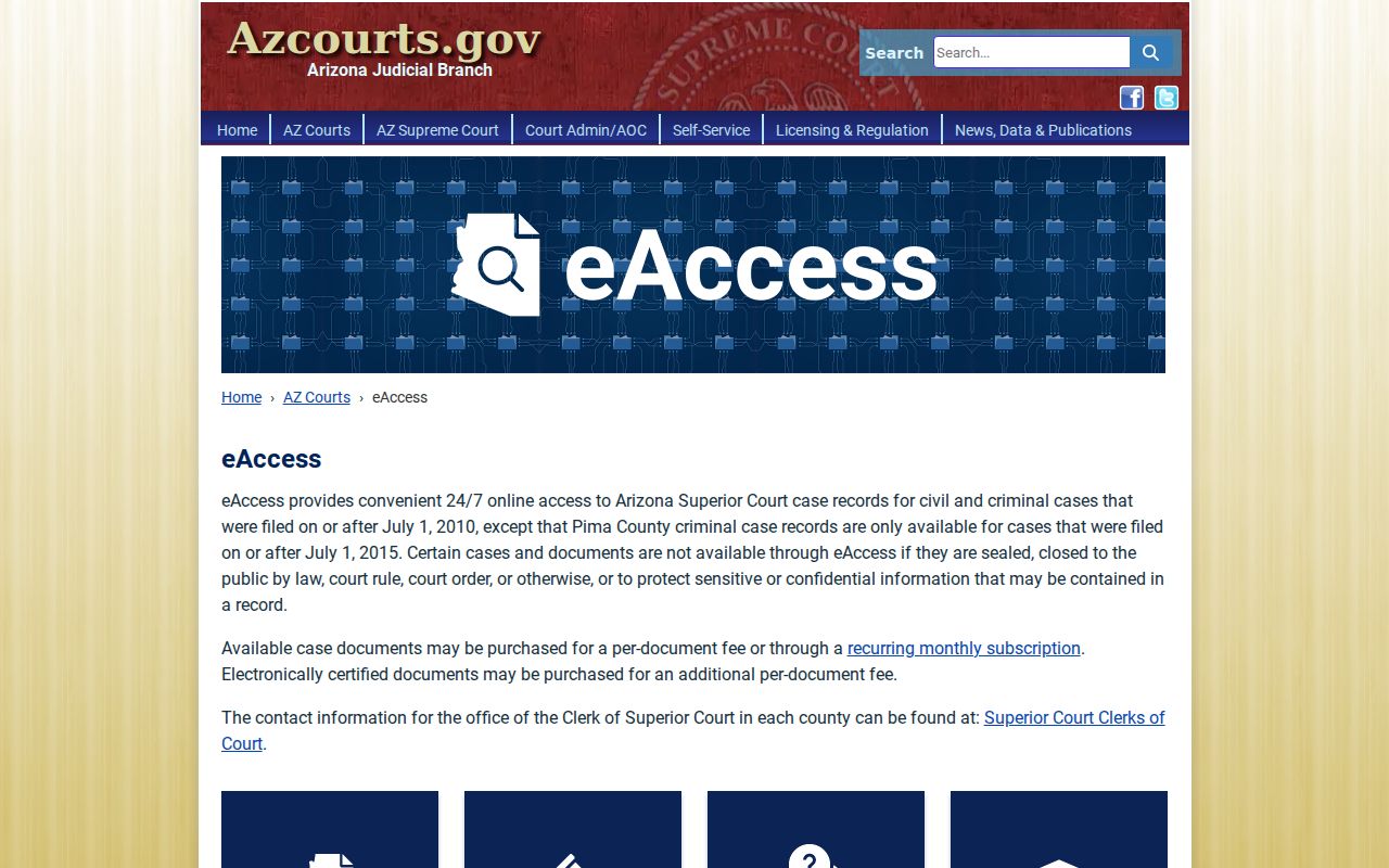 Goodyear resident lookup through the Arizona eAccess court document portal