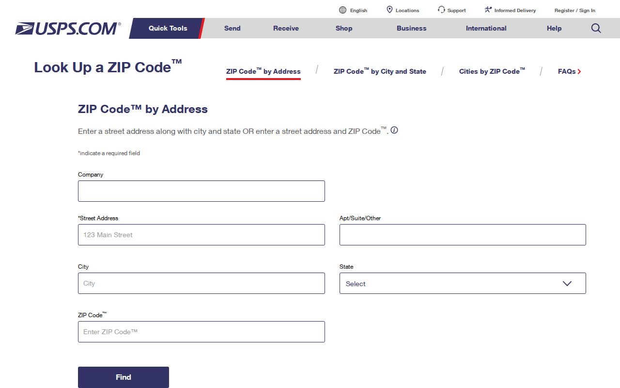 Goodyear ZIP code directory USPS address lookup form